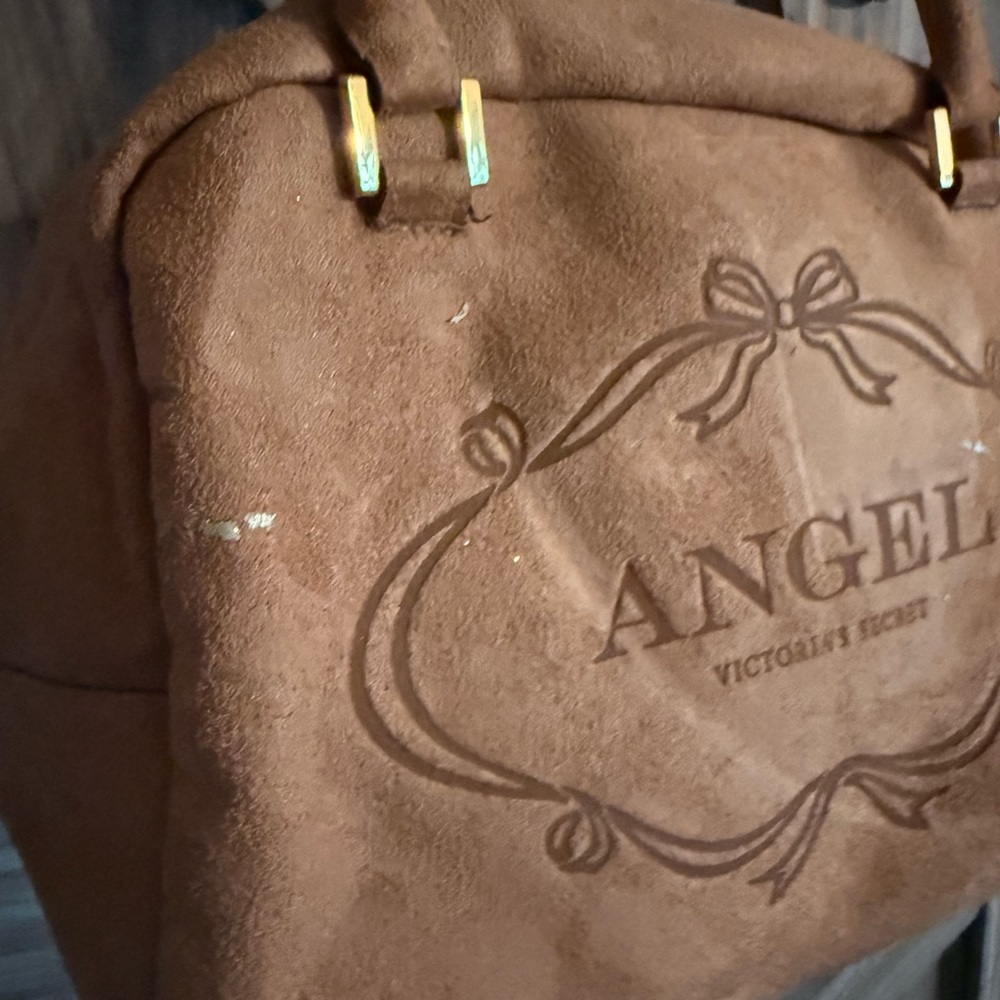 Victoria's Secret Tan Satchel Bag with Embossed Logo - Picture 2 of 2